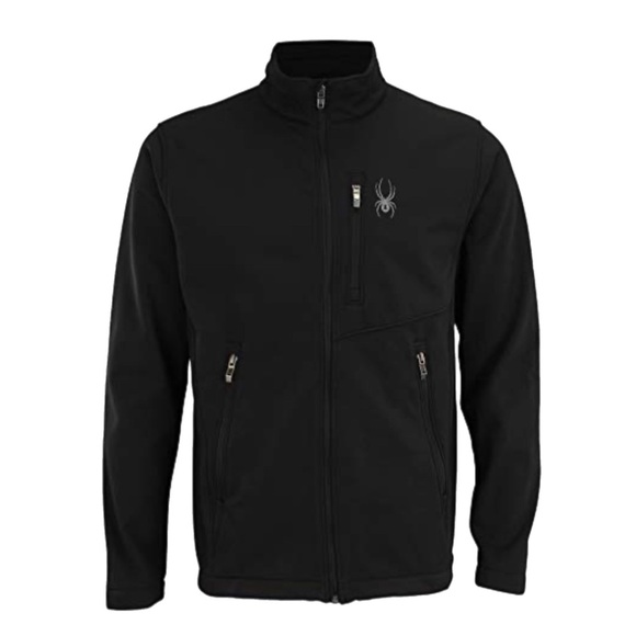 Spyder Men’s Softshell Black Transport Jacket L Full Zip - Picture 1 of 8